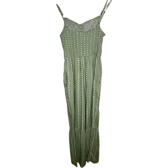Sincerely Jules Jumpsuit SZ M Olive Green Stretchy Wide flare leg bell bottom - Picture 7 of 9